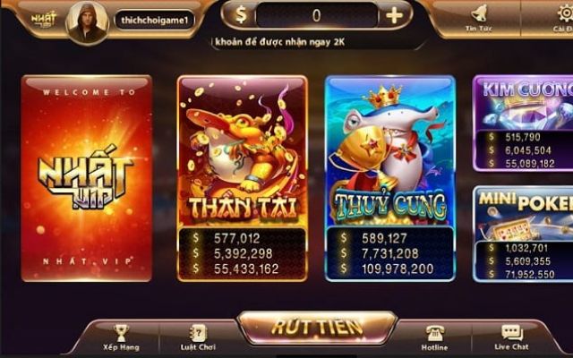 Cổng game nhất Vip thiết kế giao diện ấn tượng nổi bật